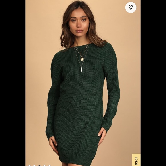 NWT Lulus Bringing Sexy Back Emerald Green Backless Sweater Dress - Picture 4 of 4